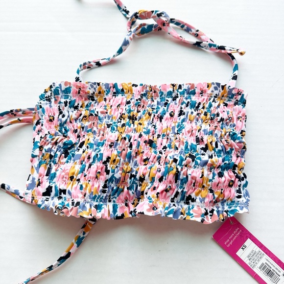 Xhilaration Floral Smocked Bandeau Lace Up
Back Bikini Top NWT - Picture 6 of 13